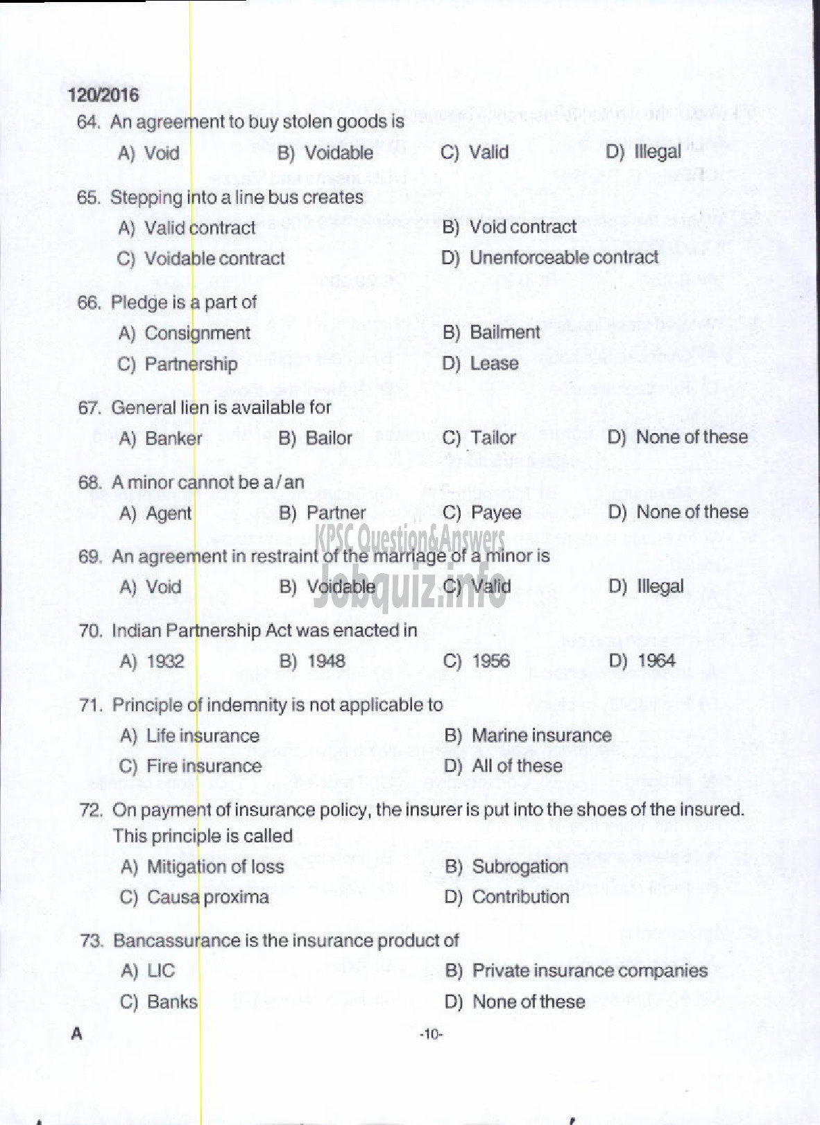 Kerala PSC Question Paper - ACCOUNTANT GR III KERALA STATE COIR CORPORATION LTD-8