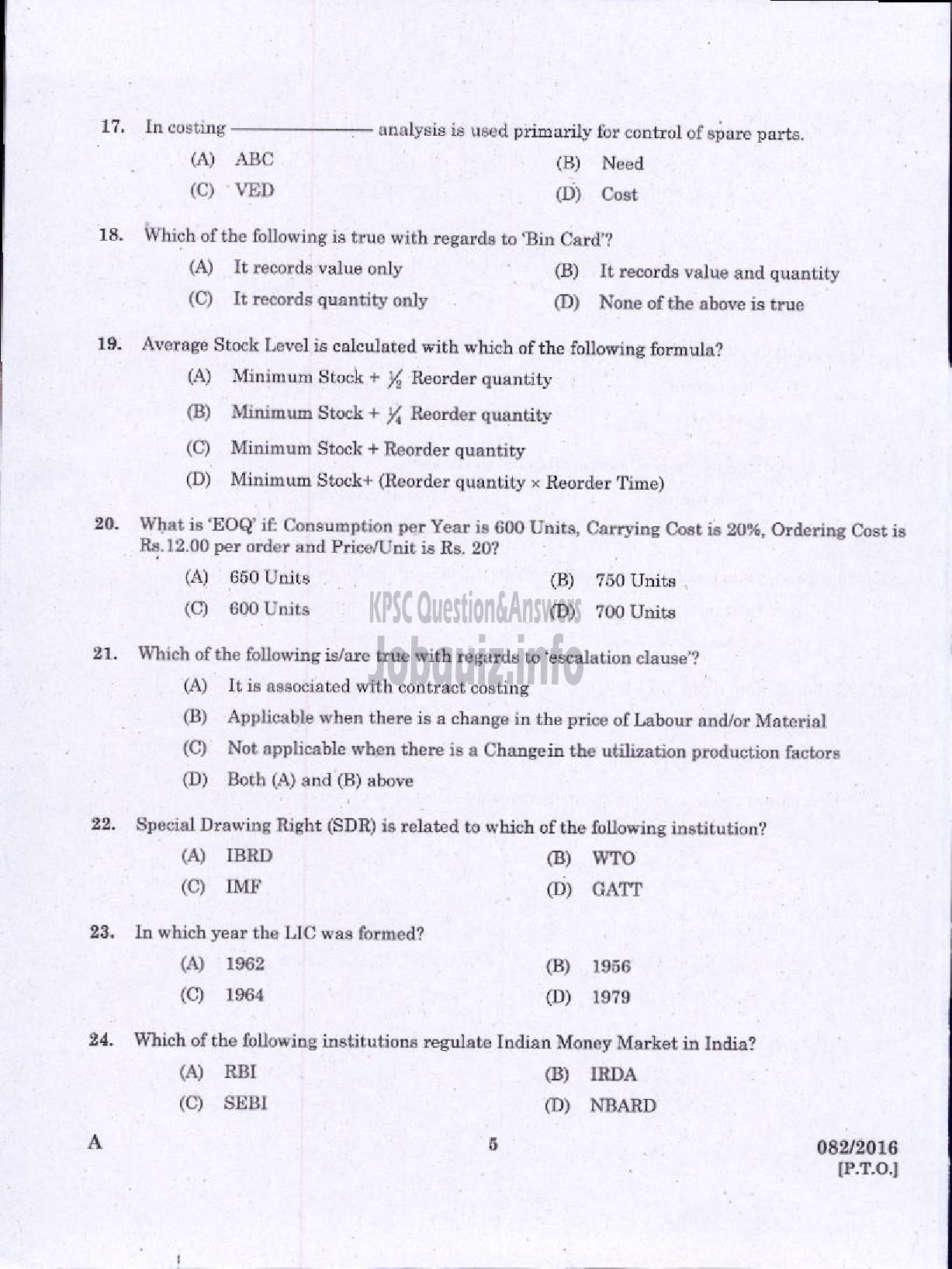 Kerala PSC Question Paper - ACCOUNTANT /JUNIOR ACCOUNTANT /ACCOUNTS ASSISTANT VARIOUS COMPANIES/CORPNS/BOARDS/SOCIETIES-3
