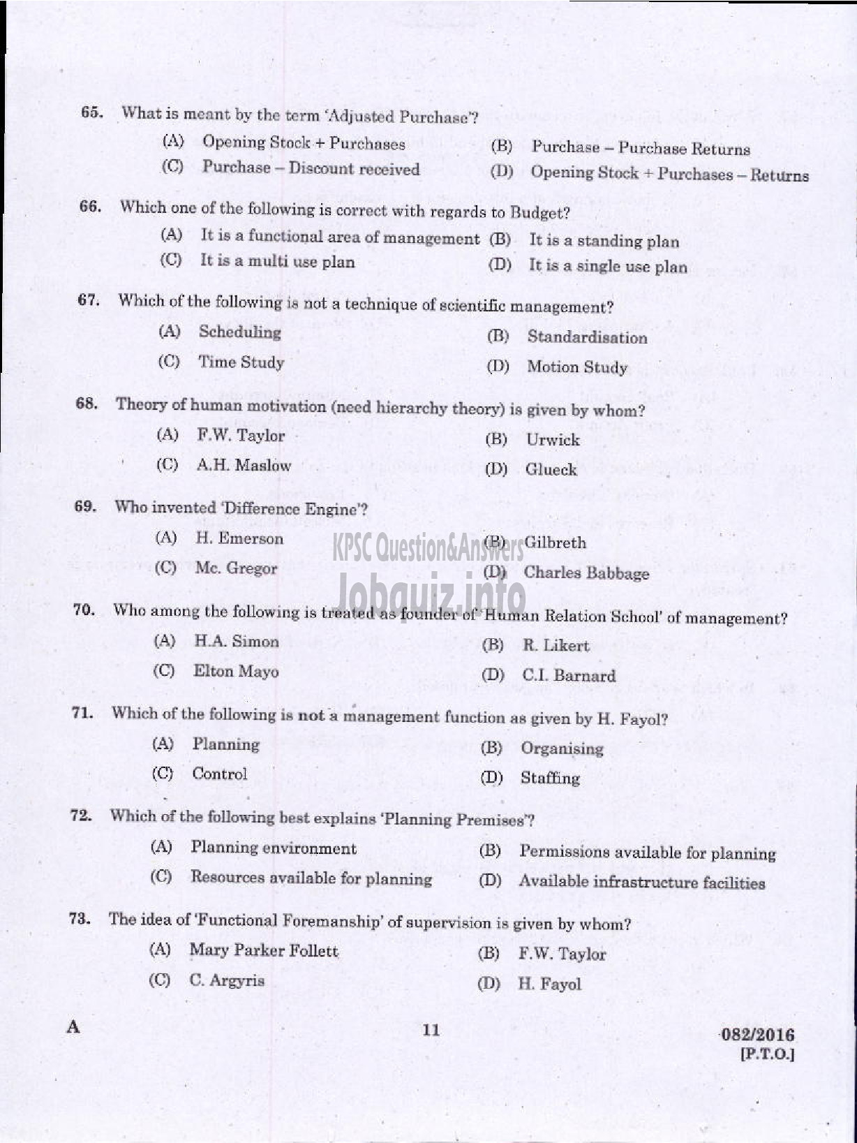 Kerala PSC Question Paper - ACCOUNTANT /JUNIOR ACCOUNTANT /ACCOUNTS ASSISTANT VARIOUS COMPANIES/CORPNS/BOARDS/SOCIETIES-9