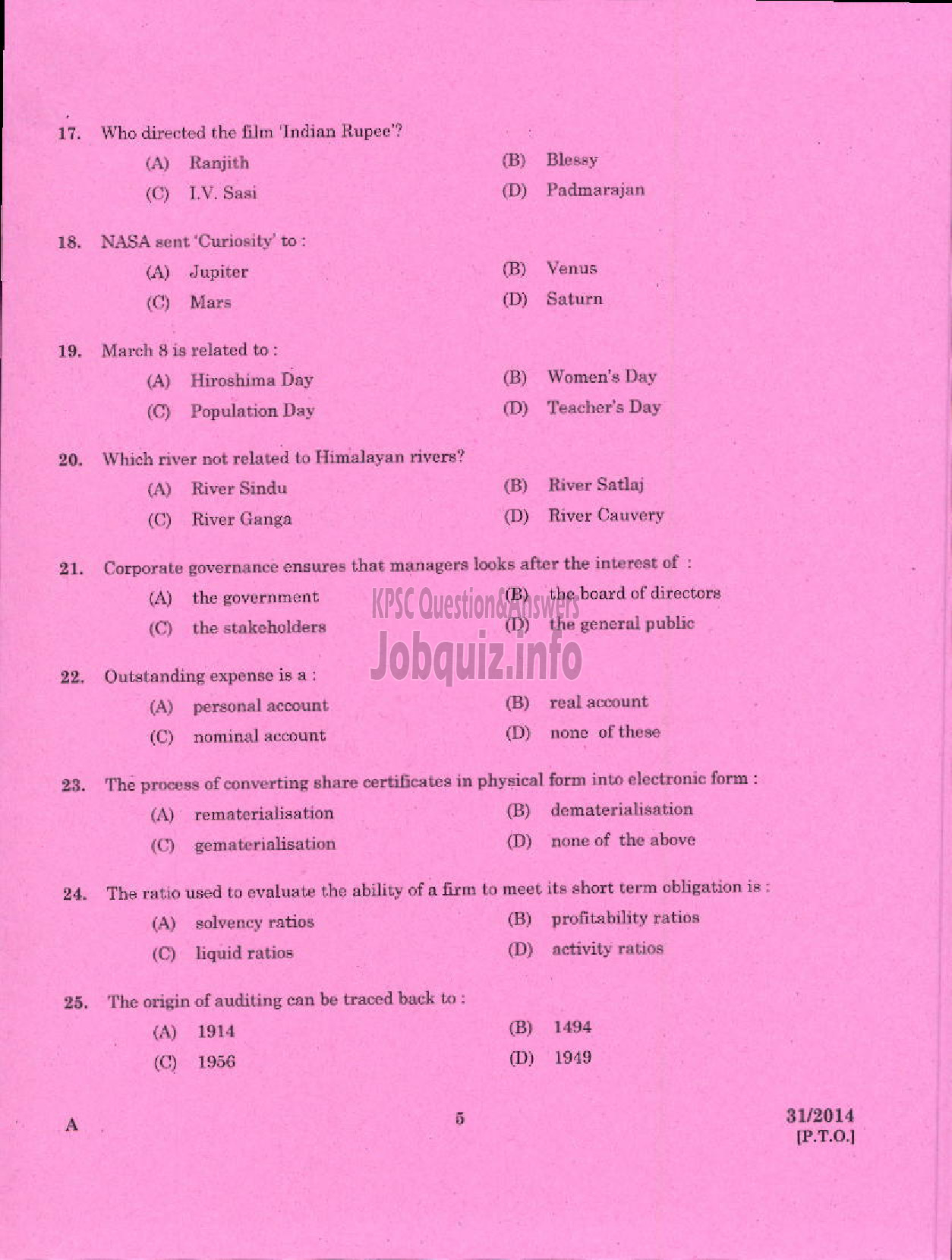 Kerala PSC Question Paper - ACCOUNTANT KERALA STATE INDUSTRIAL ENTERPRISES LIMITED-3