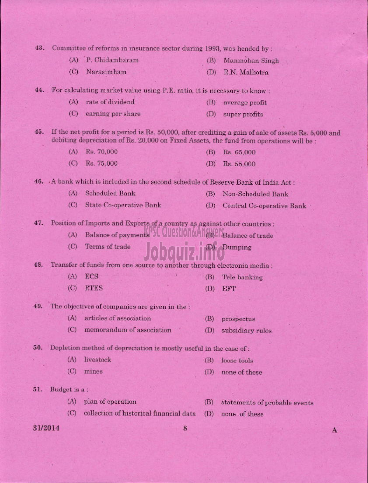 Kerala PSC Question Paper - ACCOUNTANT KERALA STATE INDUSTRIAL ENTERPRISES LIMITED-6