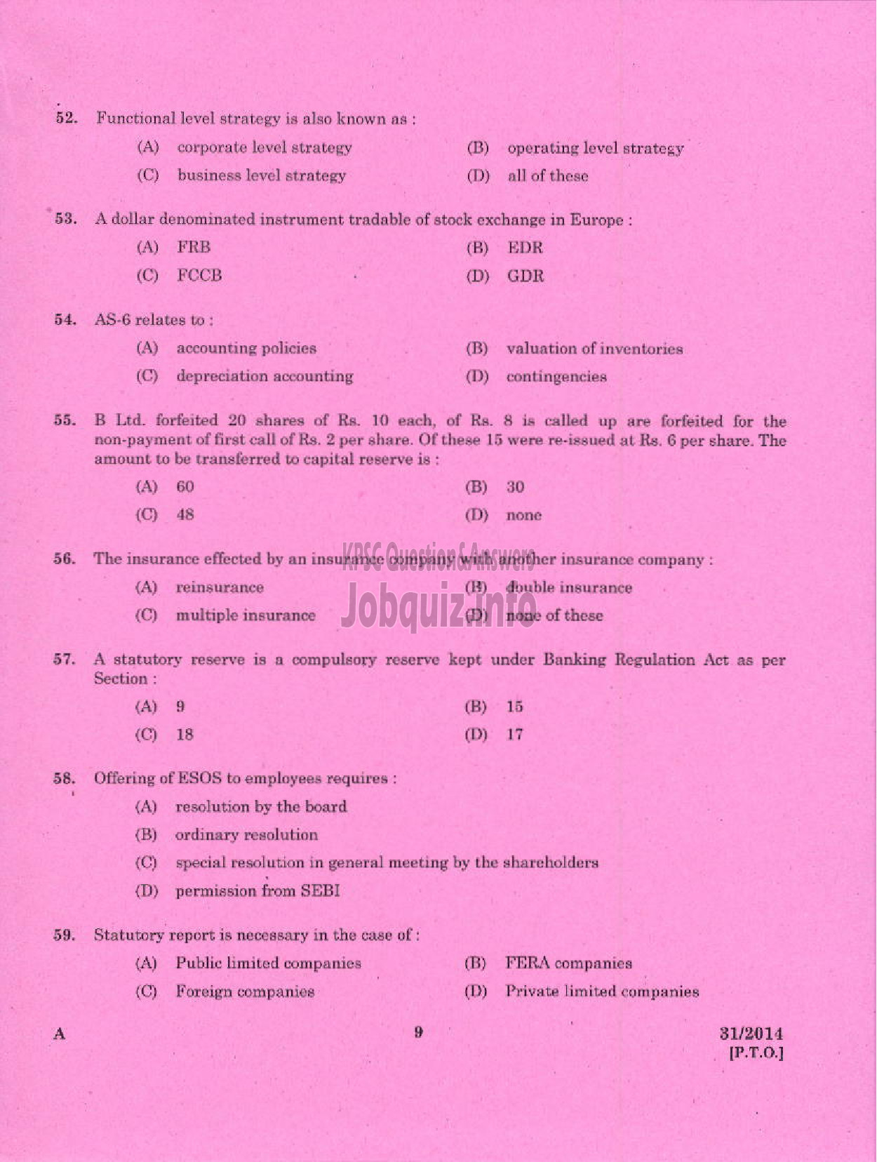 Kerala PSC Question Paper - ACCOUNTANT KERALA STATE INDUSTRIAL ENTERPRISES LIMITED-7