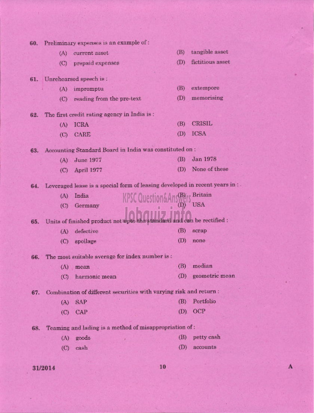 Kerala PSC Question Paper - ACCOUNTANT KERALA STATE INDUSTRIAL ENTERPRISES LIMITED-8