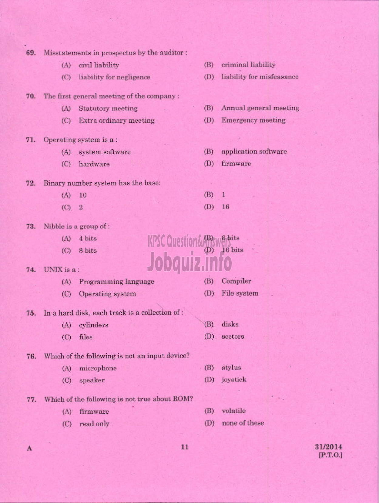 Kerala PSC Question Paper - ACCOUNTANT KERALA STATE INDUSTRIAL ENTERPRISES LIMITED-9