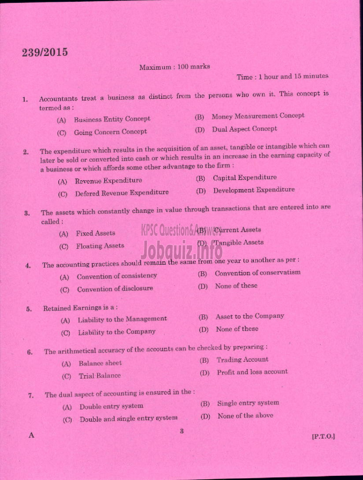 Kerala PSC Question Paper - ACCOUNTS OFFICER KELPAM-1