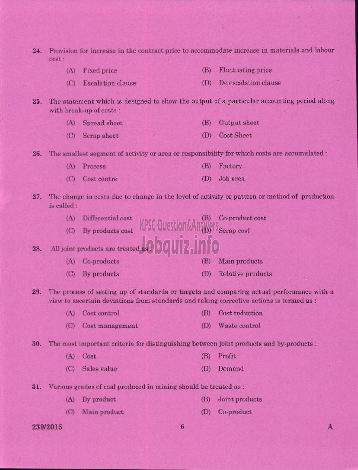Kerala PSC Question Paper - ACCOUNTS OFFICER KELPAM-4