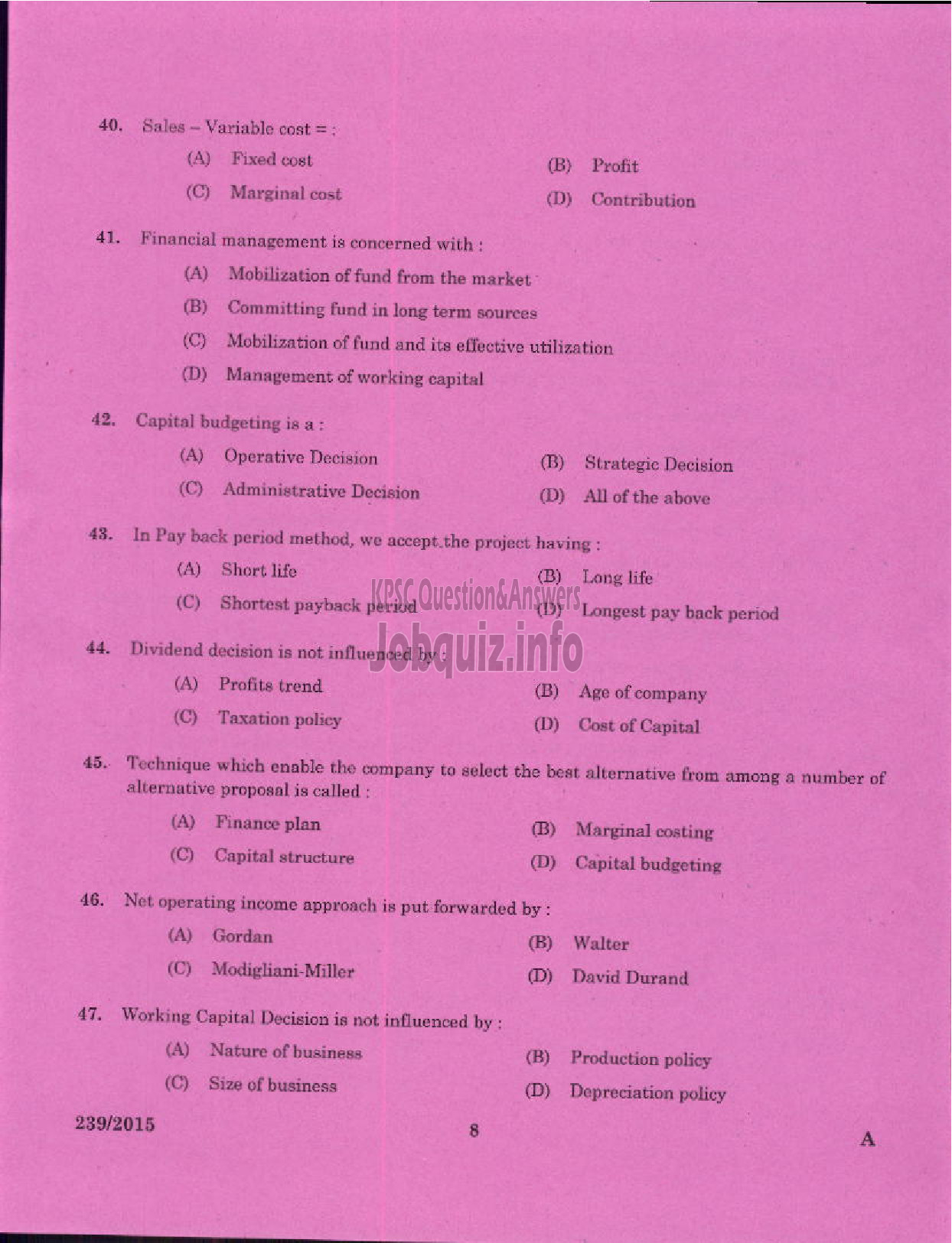 Kerala PSC Question Paper - ACCOUNTS OFFICER KELPAM-6
