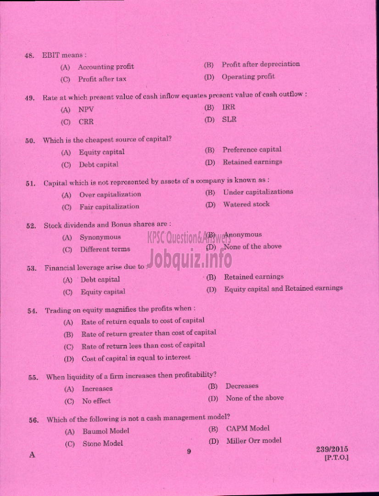 Kerala PSC Question Paper - ACCOUNTS OFFICER KELPAM-7
