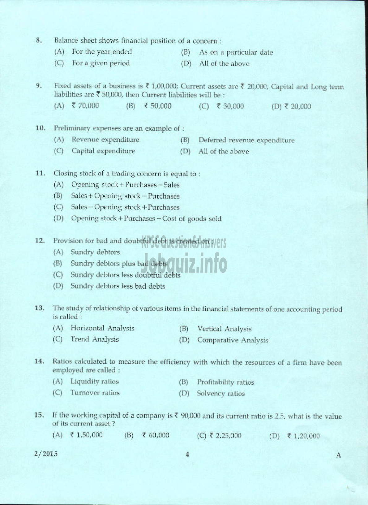 Kerala PSC Question Paper - ACCOUNTS OFFICER KERALA CO OPERATIVE MILK MARKETING FEDERATION LTD-2