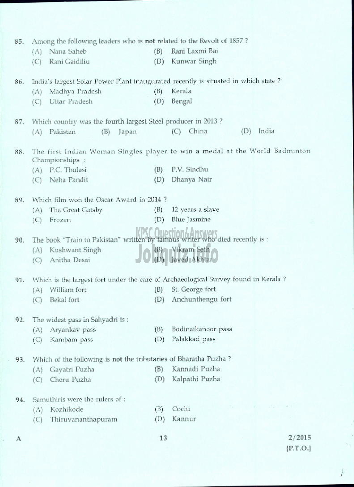 Kerala PSC Question Paper - ACCOUNTS OFFICER KERALA CO OPERATIVE MILK MARKETING FEDERATION LTD-11