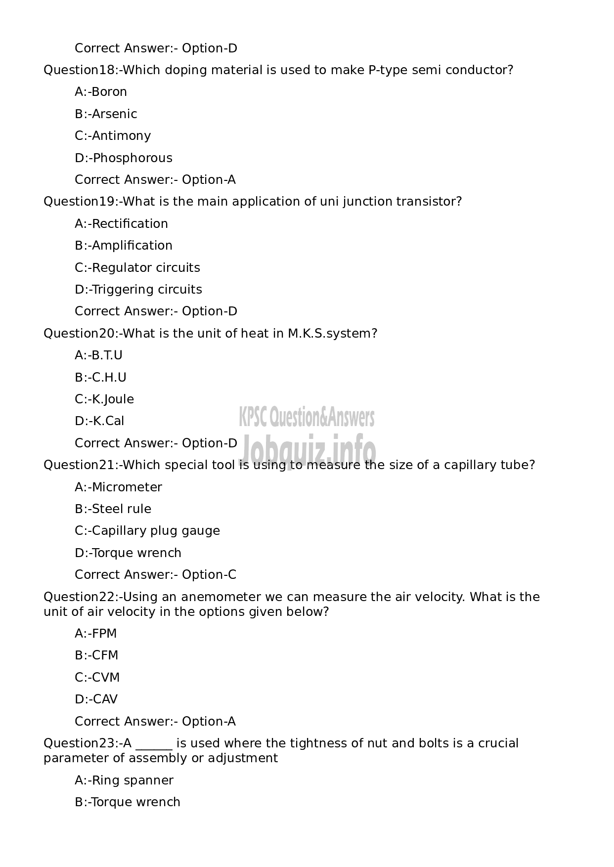 Kerala PSC Question Paper - AC Plant Operator-5