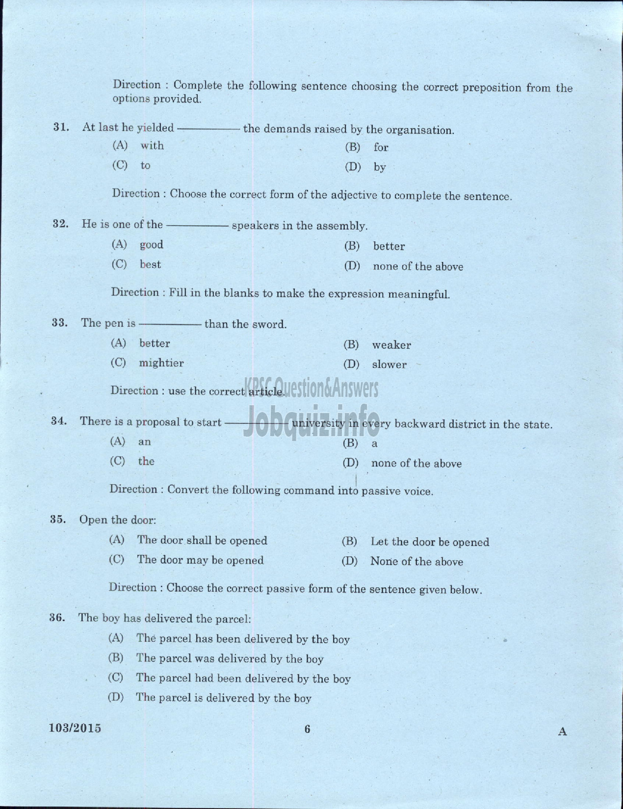 Kerala PSC Question Paper - ADMINISTRATIVE OFFICER BY TRANSFER INTERNAL KSRTC-4