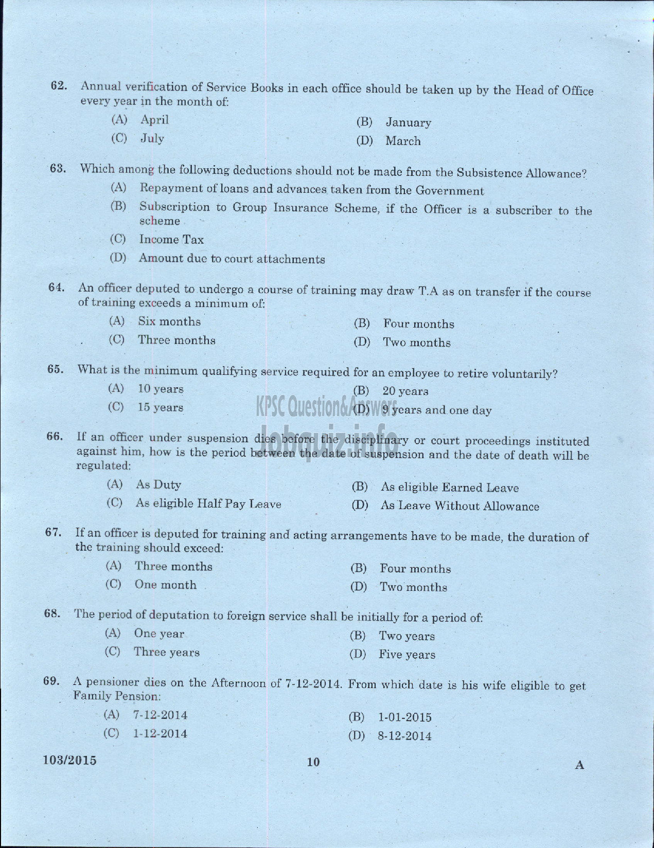 Kerala PSC Question Paper - ADMINISTRATIVE OFFICER BY TRANSFER INTERNAL KSRTC-8