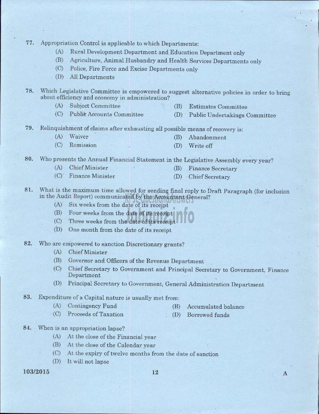 Kerala PSC Question Paper - ADMINISTRATIVE OFFICER BY TRANSFER INTERNAL KSRTC-10