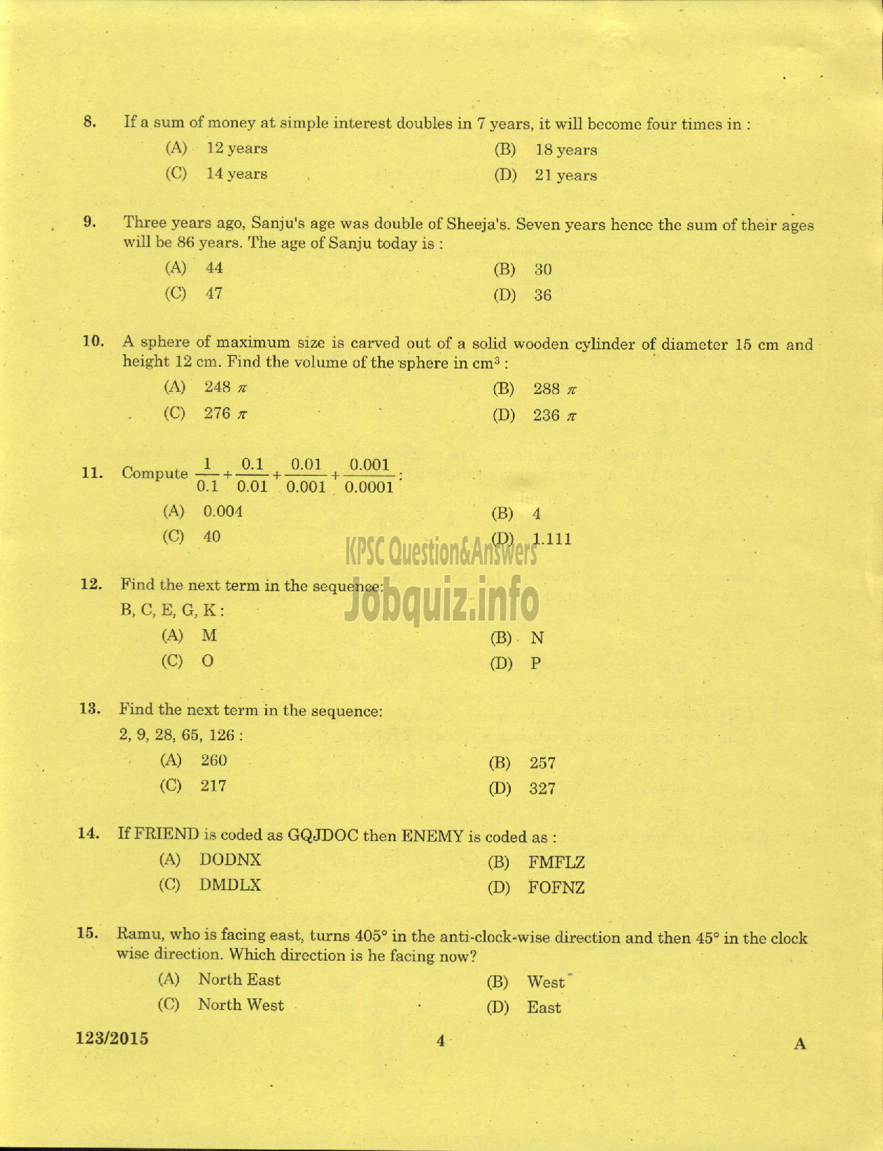 Kerala PSC Question Paper - ADMINISTRATIVE OFFICER DIRECT KSRTC-2