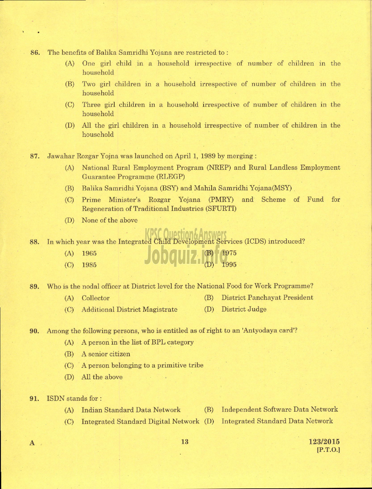 Kerala PSC Question Paper - ADMINISTRATIVE OFFICER DIRECT KSRTC-11