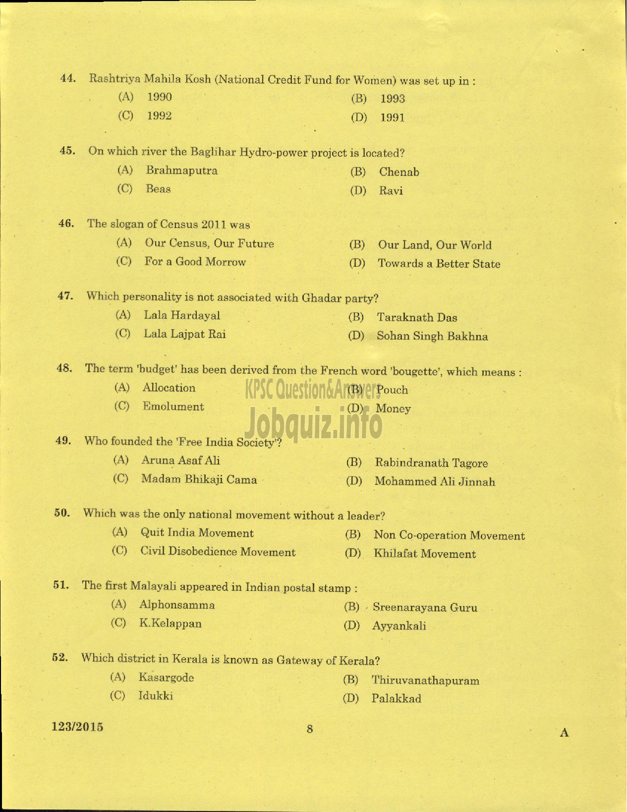 Kerala PSC Question Paper - ADMINISTRATIVE OFFICER DIRECT KSRTC-6