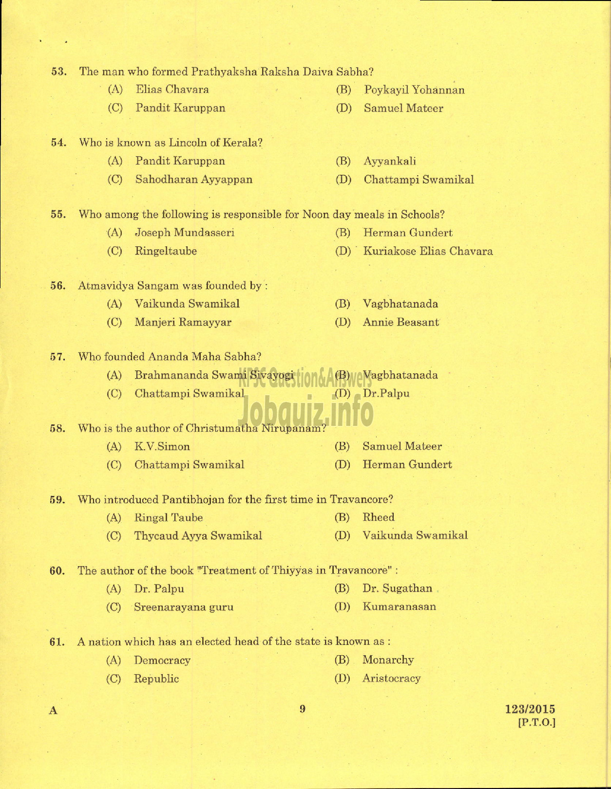 Kerala PSC Question Paper - ADMINISTRATIVE OFFICER DIRECT KSRTC-7