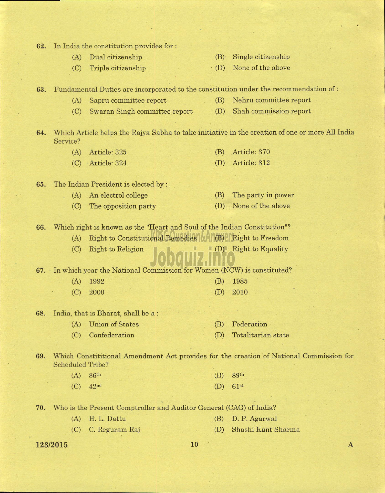 Kerala PSC Question Paper - ADMINISTRATIVE OFFICER DIRECT KSRTC-8