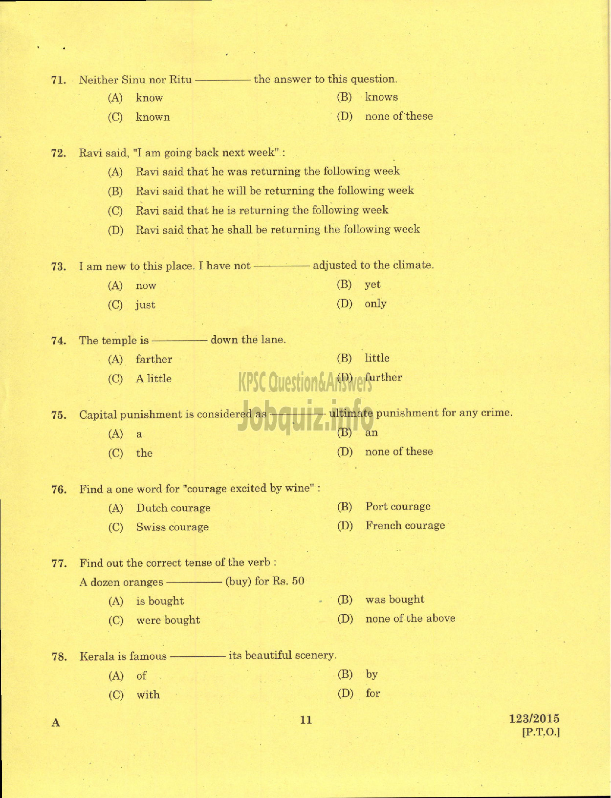 Kerala PSC Question Paper - ADMINISTRATIVE OFFICER DIRECT KSRTC-9