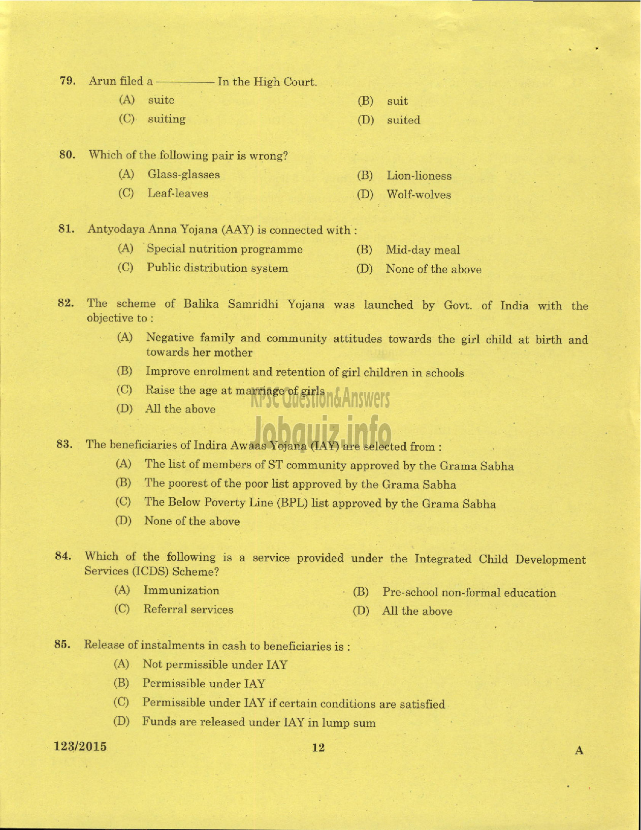 Kerala PSC Question Paper - ADMINISTRATIVE OFFICER DIRECT KSRTC-10