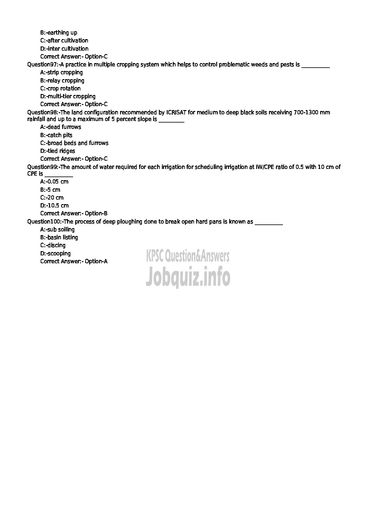 Kerala PSC Question Paper - AGRONOMIST KERALA STATE LANDUSE BOARD-11