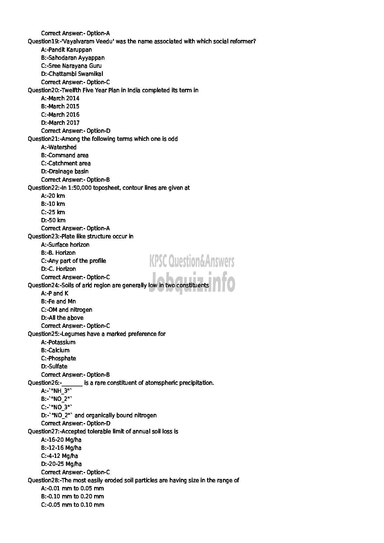 Kerala PSC Question Paper - AGRONOMIST KERALA STATE LANDUSE BOARD-3