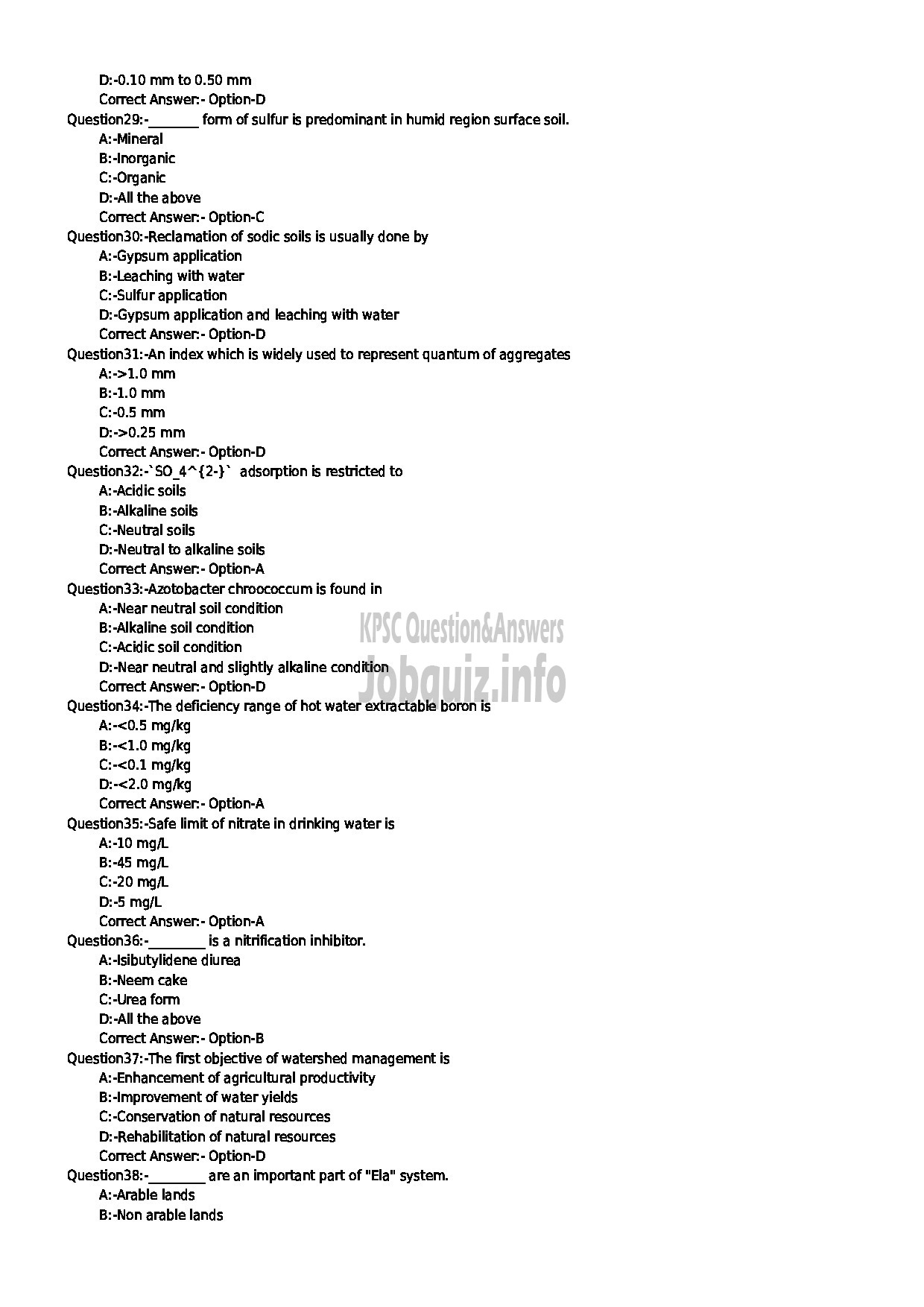 Kerala PSC Question Paper - AGRONOMIST KERALA STATE LANDUSE BOARD-4