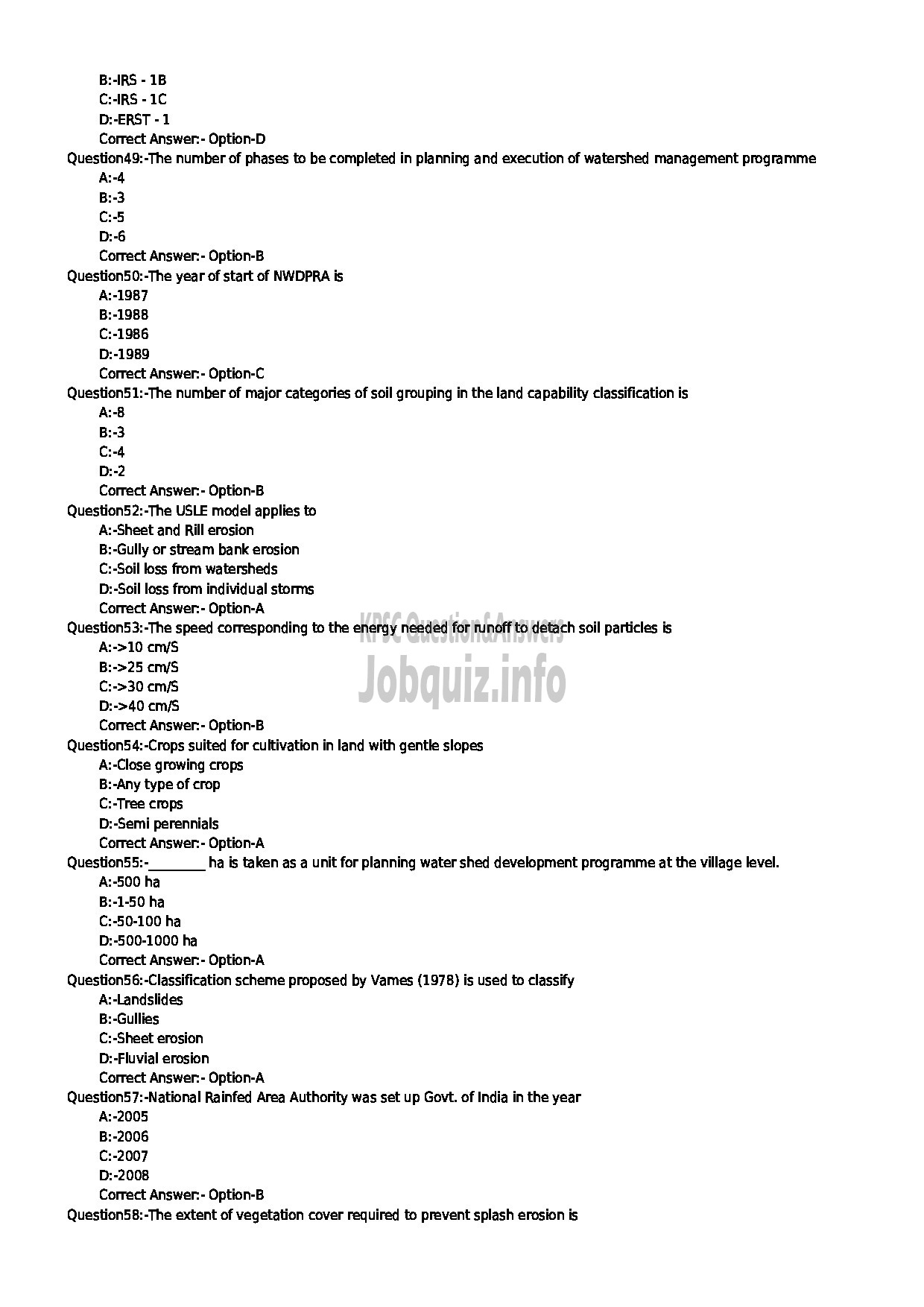 Kerala PSC Question Paper - AGRONOMIST KERALA STATE LANDUSE BOARD-6