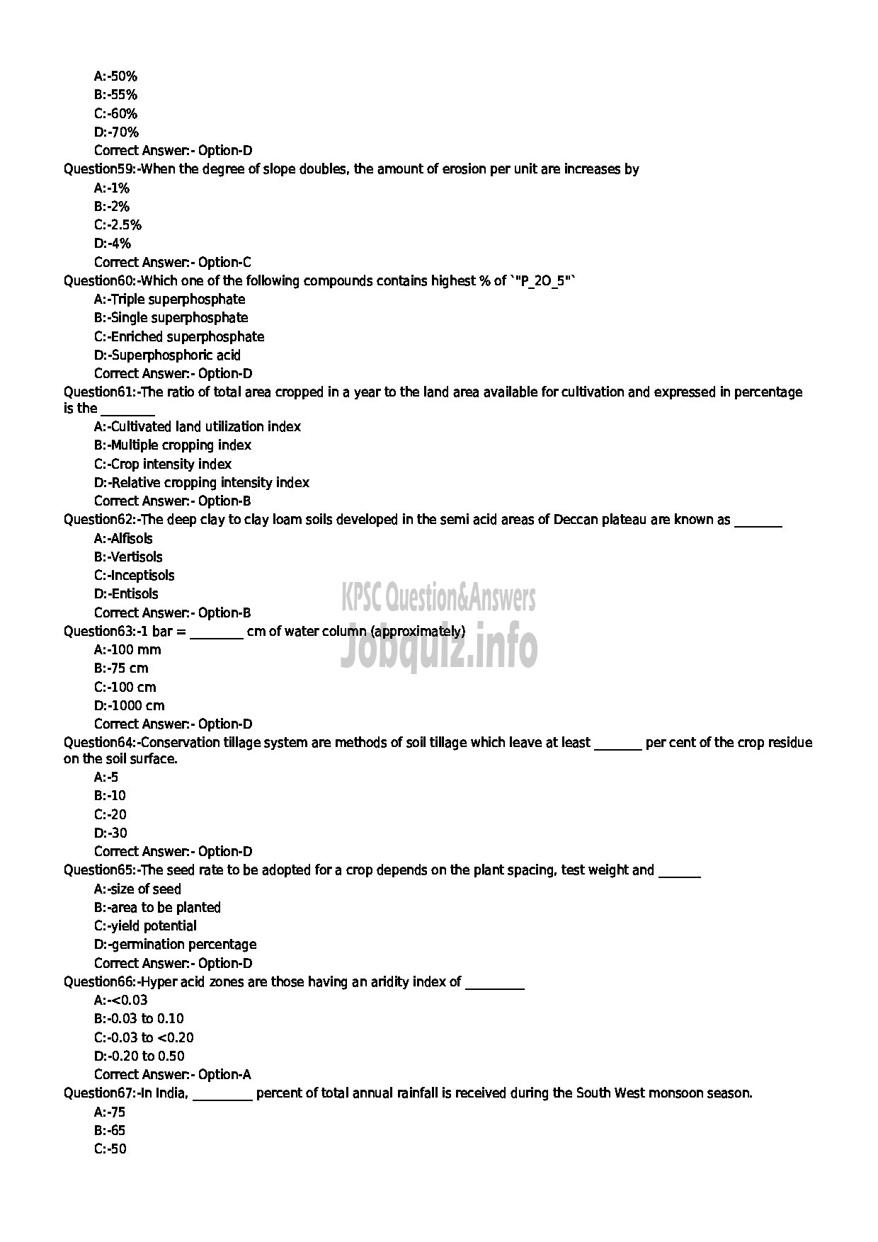 Kerala PSC Question Paper - AGRONOMIST KERALA STATE LANDUSE BOARD-7