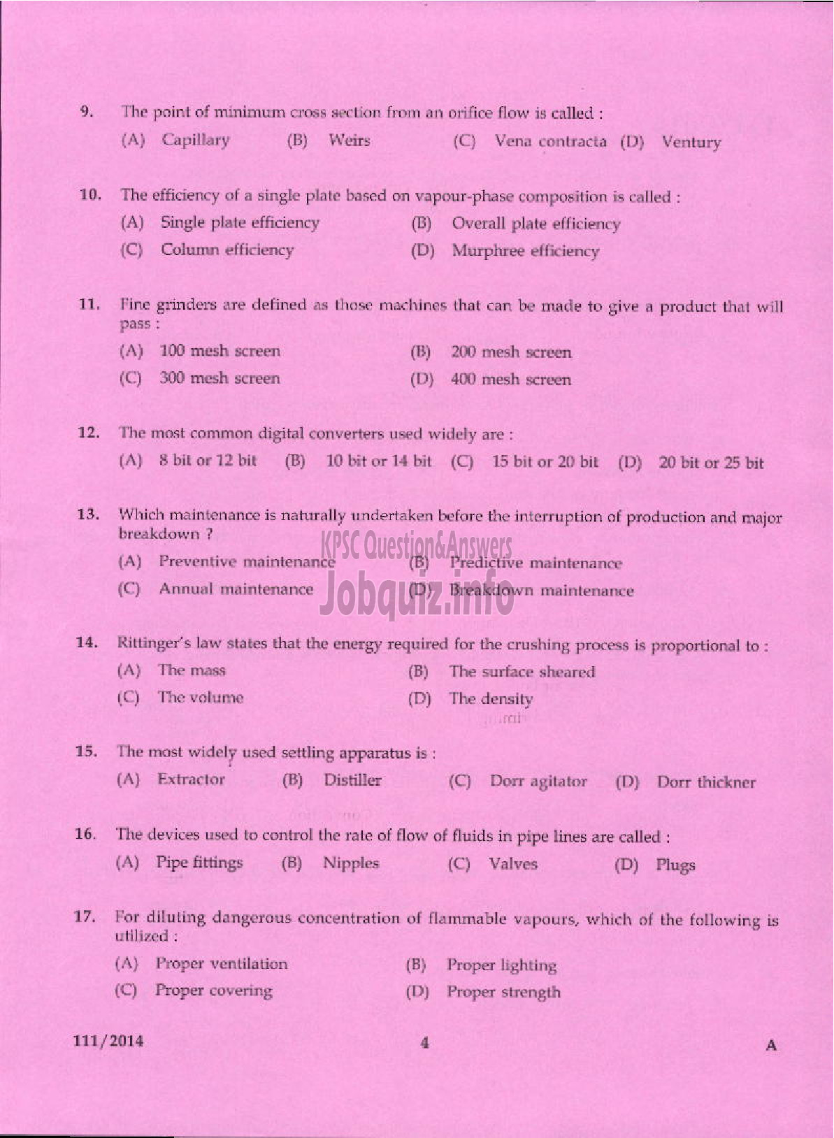 Kerala PSC Question Paper - ANALYST CHEMICAL TESTING LABORATORY INDUSTRIES AND COMMERCE-2