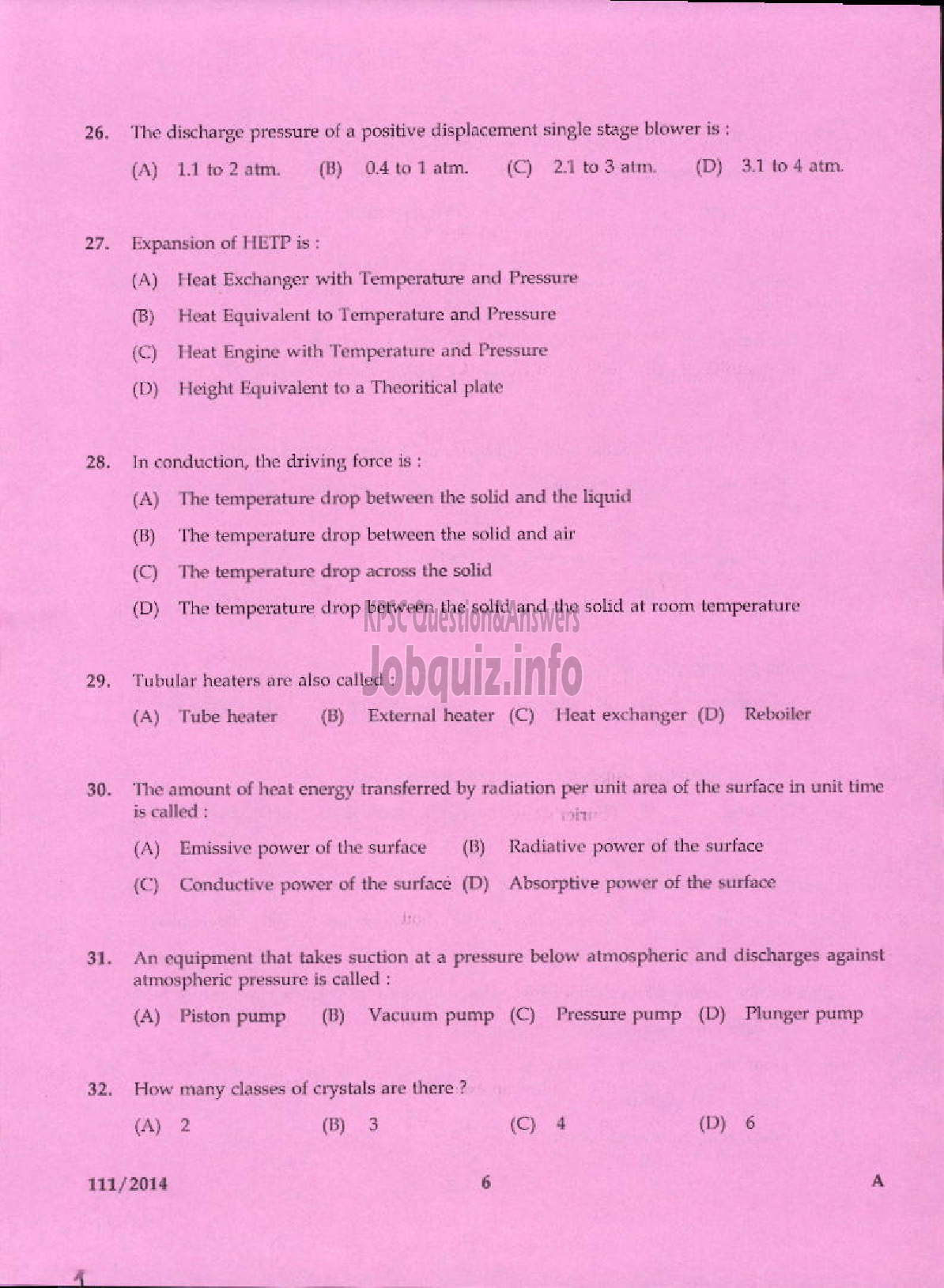 Kerala PSC Question Paper - ANALYST CHEMICAL TESTING LABORATORY INDUSTRIES AND COMMERCE-4