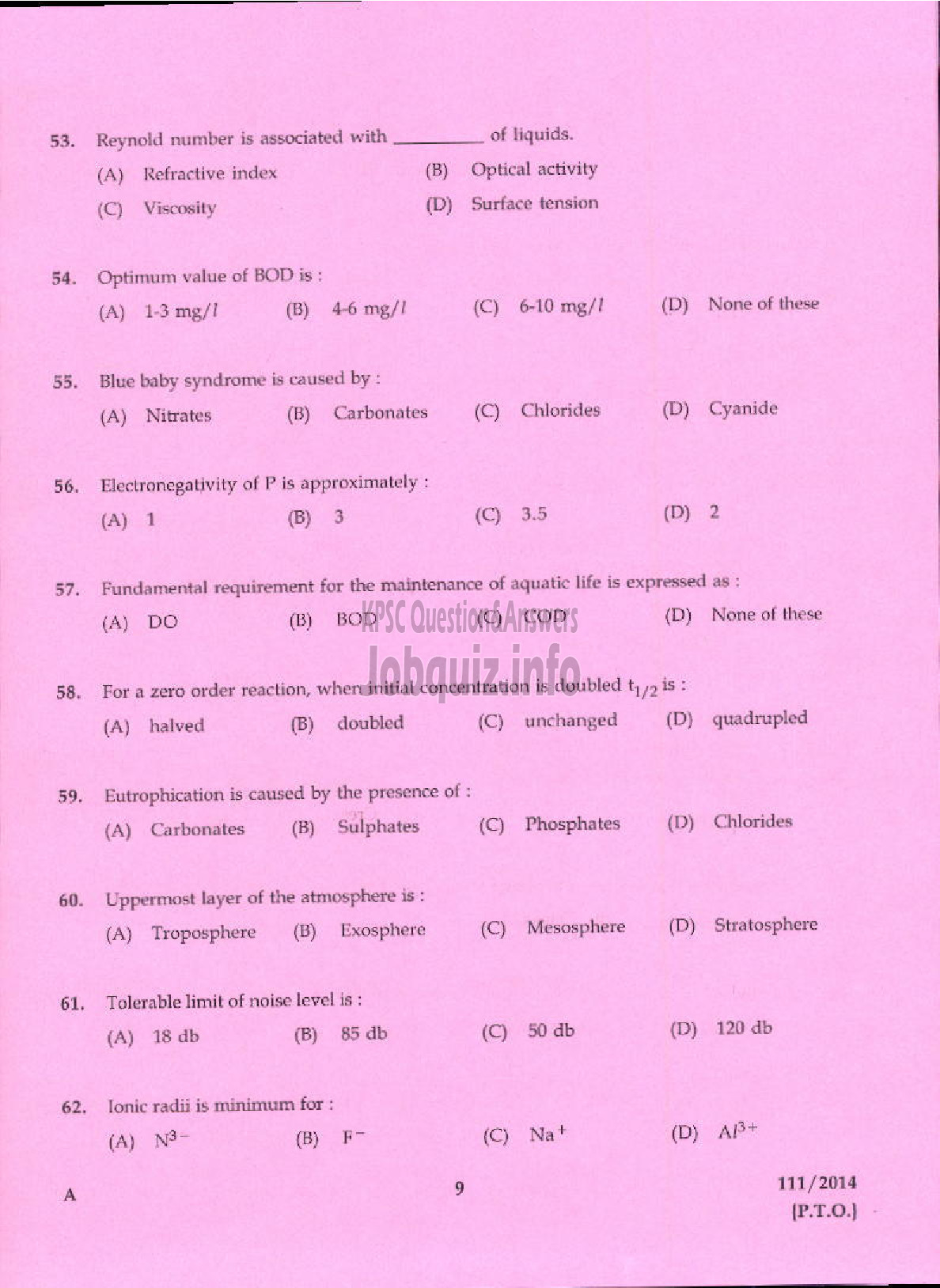 Kerala PSC Question Paper - ANALYST CHEMICAL TESTING LABORATORY INDUSTRIES AND COMMERCE-7