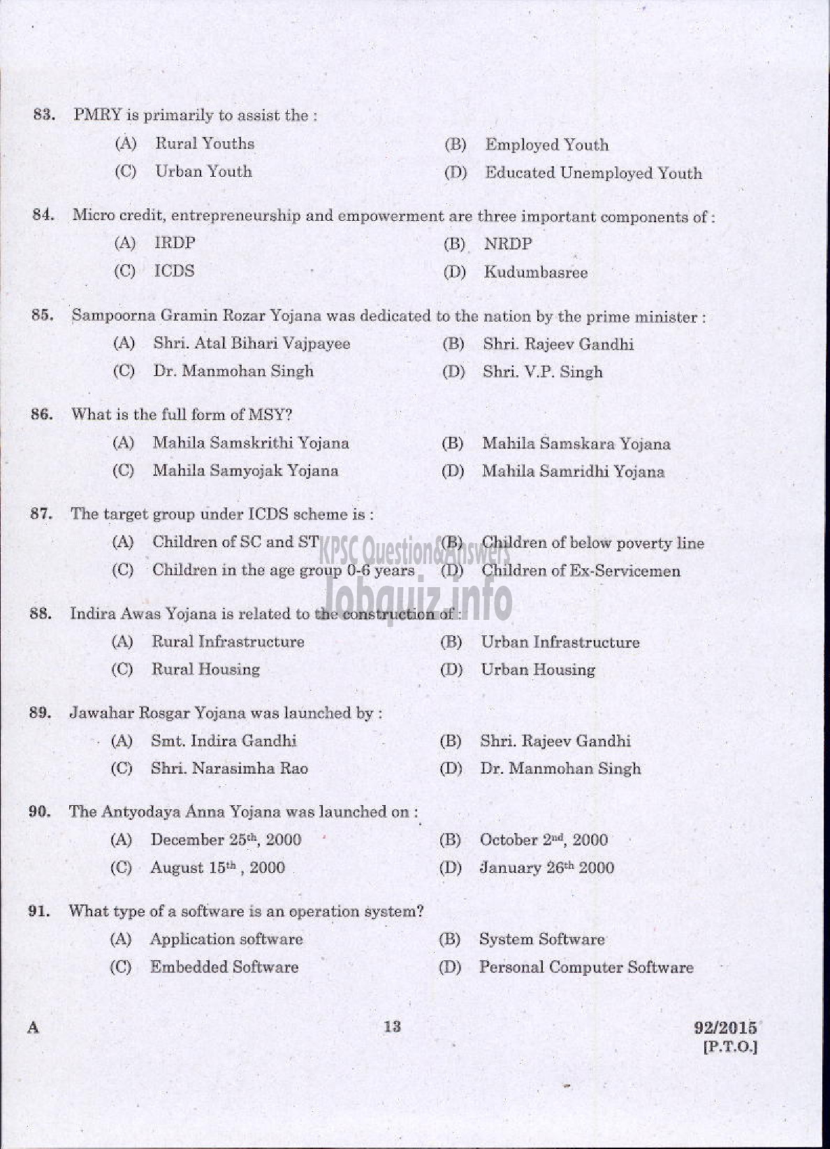 Kerala PSC Question Paper - ASSISTANT /AUDITOR DIRECT AND BY TRANSFER GOVT SECRETARIAT KPSC ADVOCATE GENERALS OFFICE-11