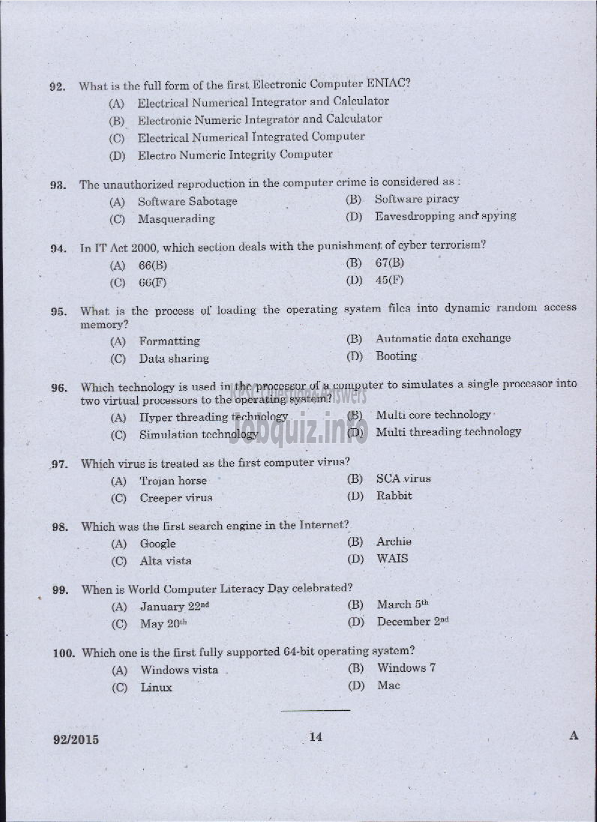 Kerala PSC Question Paper - ASSISTANT /AUDITOR DIRECT AND BY TRANSFER GOVT SECRETARIAT KPSC ADVOCATE GENERALS OFFICE-12
