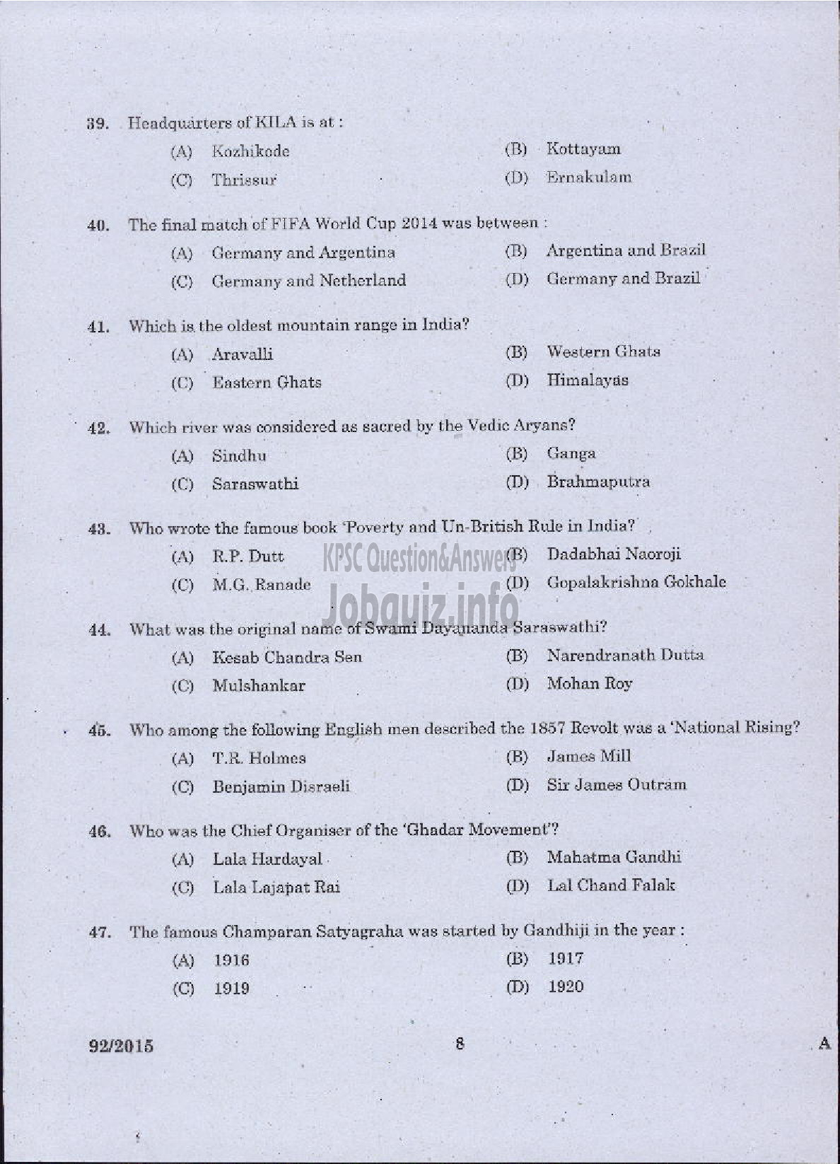 Kerala PSC Question Paper - ASSISTANT /AUDITOR DIRECT AND BY TRANSFER GOVT SECRETARIAT KPSC ADVOCATE GENERALS OFFICE-6
