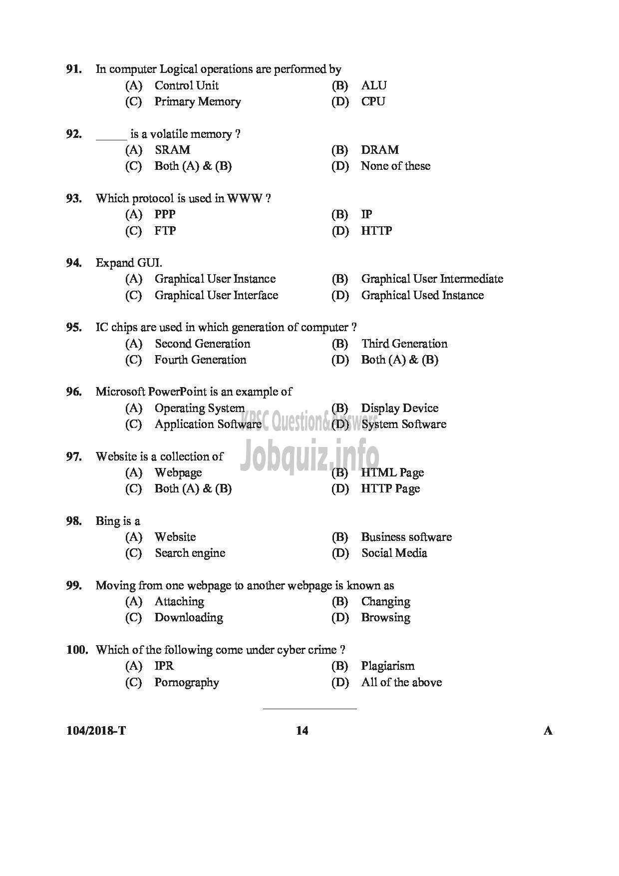 Kerala PSC Question Paper - ASSISTANT/AUDITOR GOVT SECRETARIAT/KPSC/KSAD ETC :English/Tamil -14