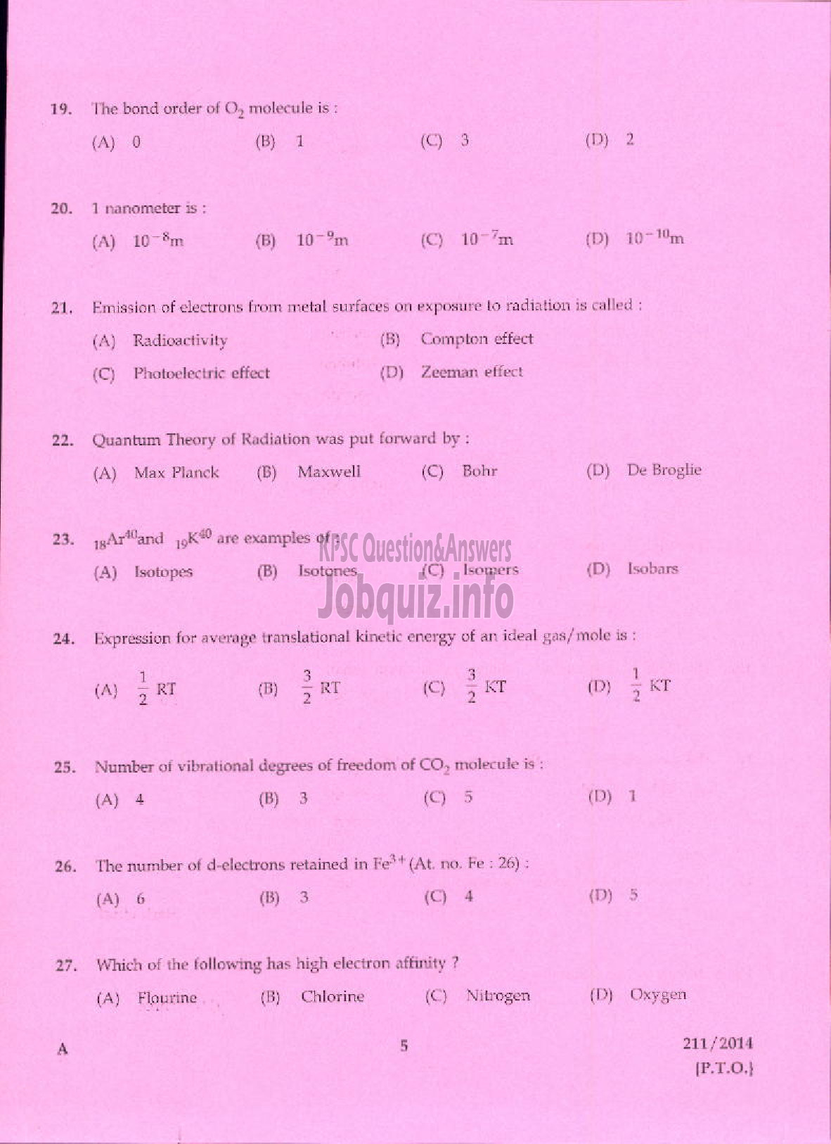 Kerala PSC Question Paper - ASSISTANT CHEMIST TRAVANCORE TITANIUM PRODUCTS LIMITED-3