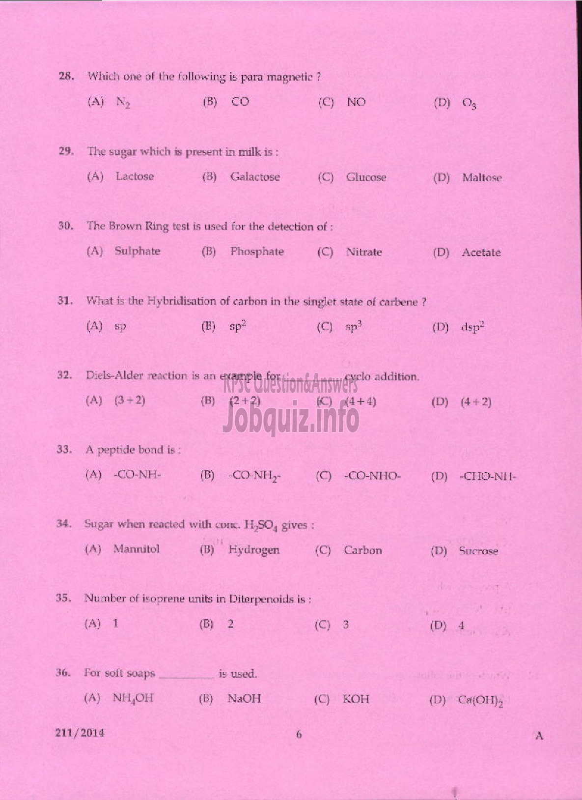 Kerala PSC Question Paper - ASSISTANT CHEMIST TRAVANCORE TITANIUM PRODUCTS LIMITED-4