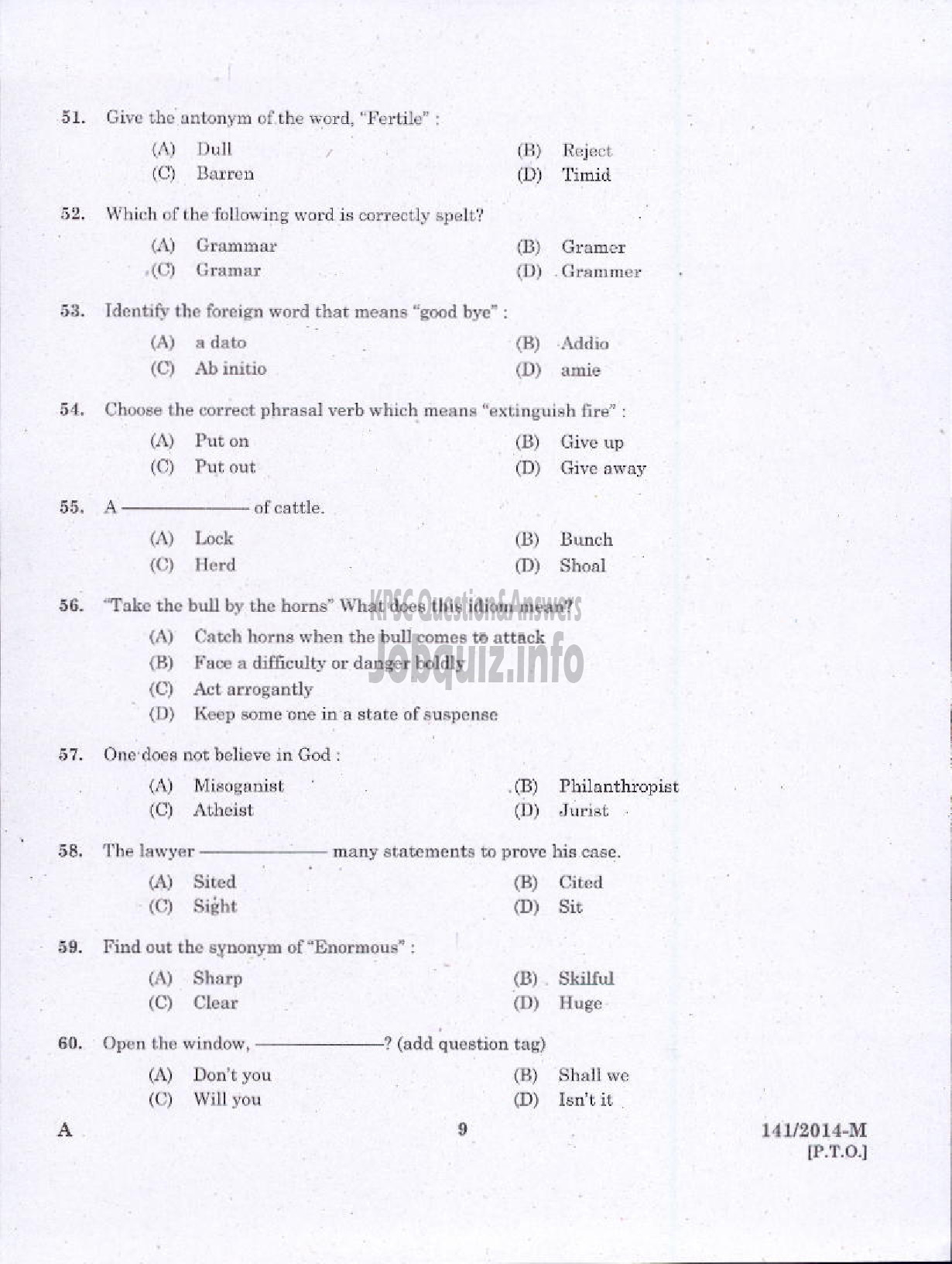 Kerala PSC Question Paper - ASSISTANT COMPILER KERALA LIVESTOCK DEVELOPMENT BOARD LTD ( Malayalam ) -7