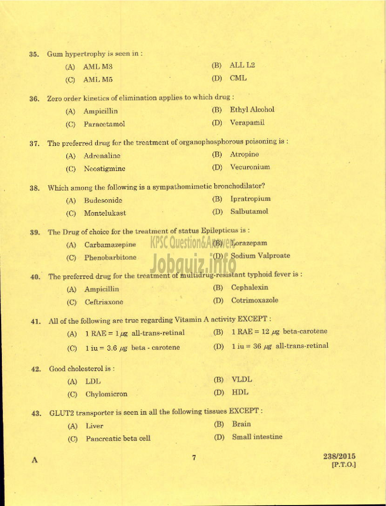 Kerala PSC Question Paper - ASSISTANT DENTAL SURGEON HEALTH SERVICES-5