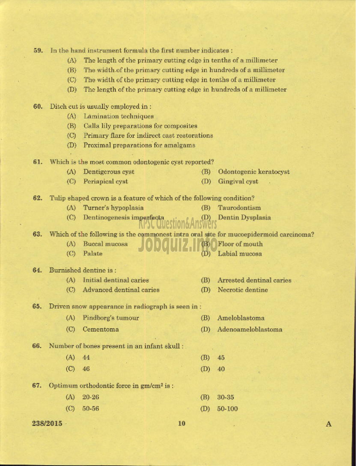 Kerala PSC Question Paper - ASSISTANT DENTAL SURGEON HEALTH SERVICES-8