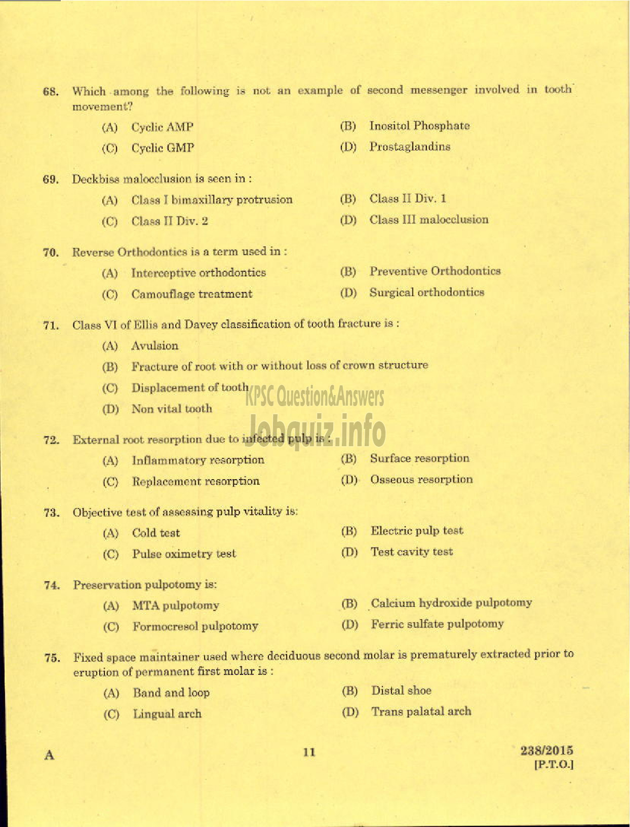 Kerala PSC Question Paper - ASSISTANT DENTAL SURGEON HEALTH SERVICES-9