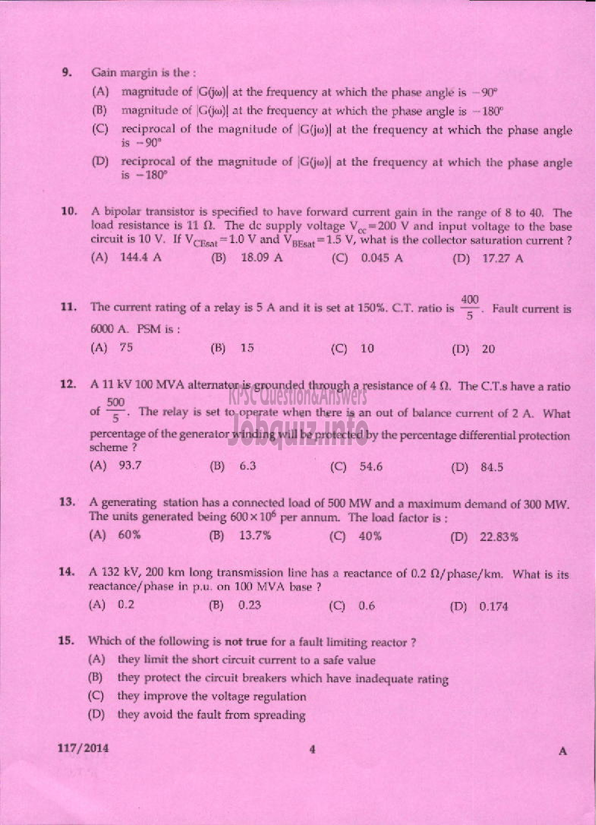 Kerala PSC Question Paper - ASSISTANT ELECTRICAL INSPECTOR KERALA ELECTRICAL INSPECTORATE-2