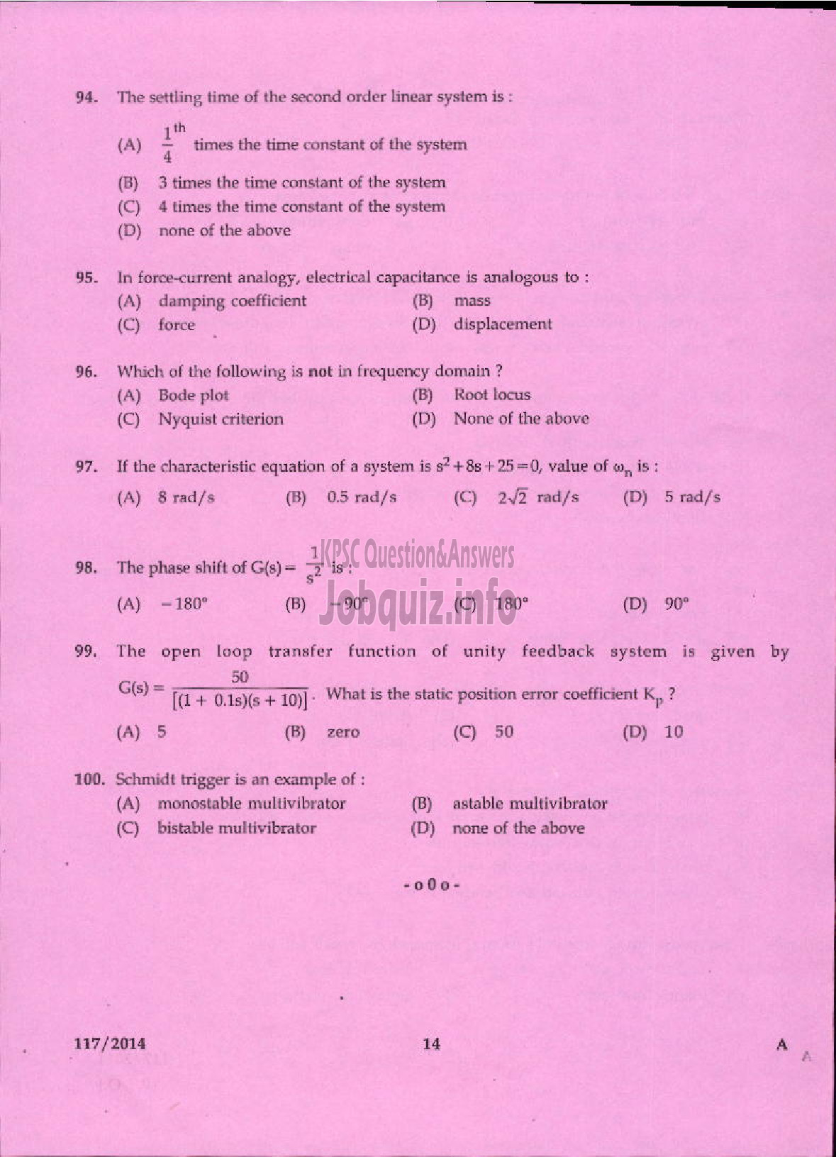 Kerala PSC Question Paper - ASSISTANT ELECTRICAL INSPECTOR KERALA ELECTRICAL INSPECTORATE-12