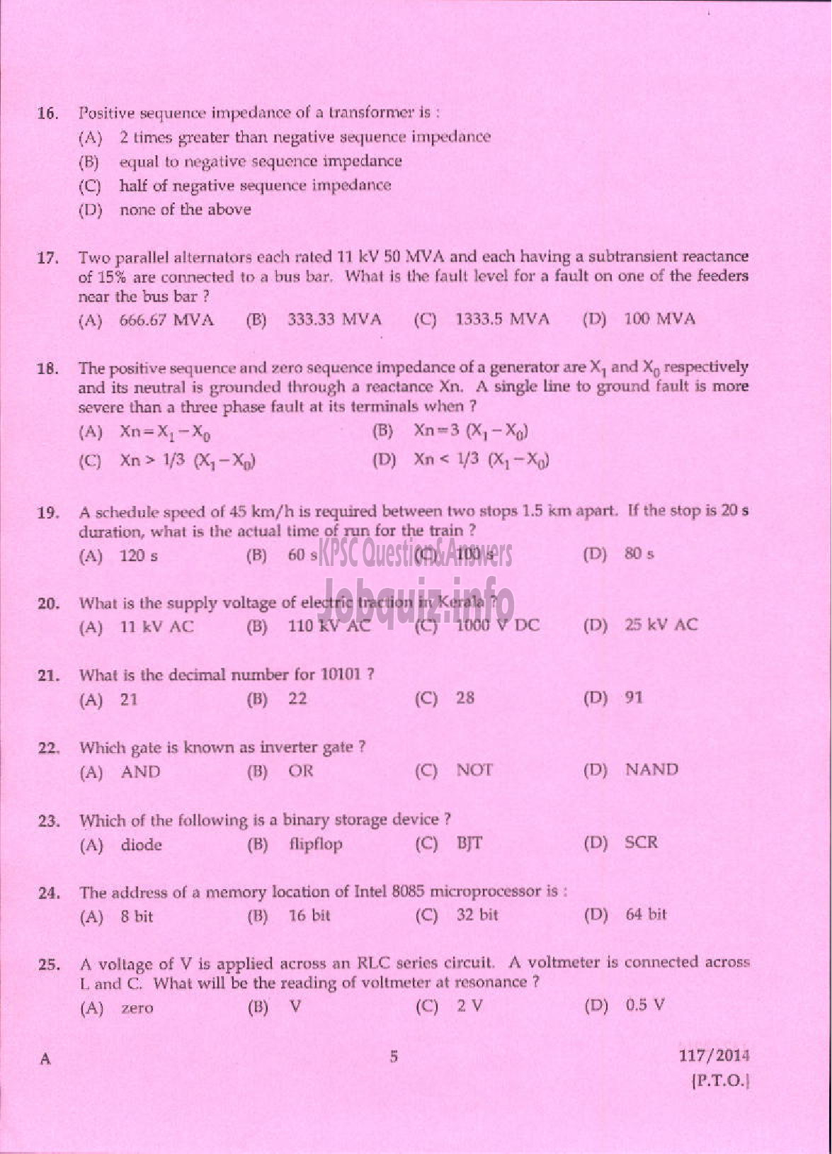 Kerala PSC Question Paper - ASSISTANT ELECTRICAL INSPECTOR KERALA ELECTRICAL INSPECTORATE-3