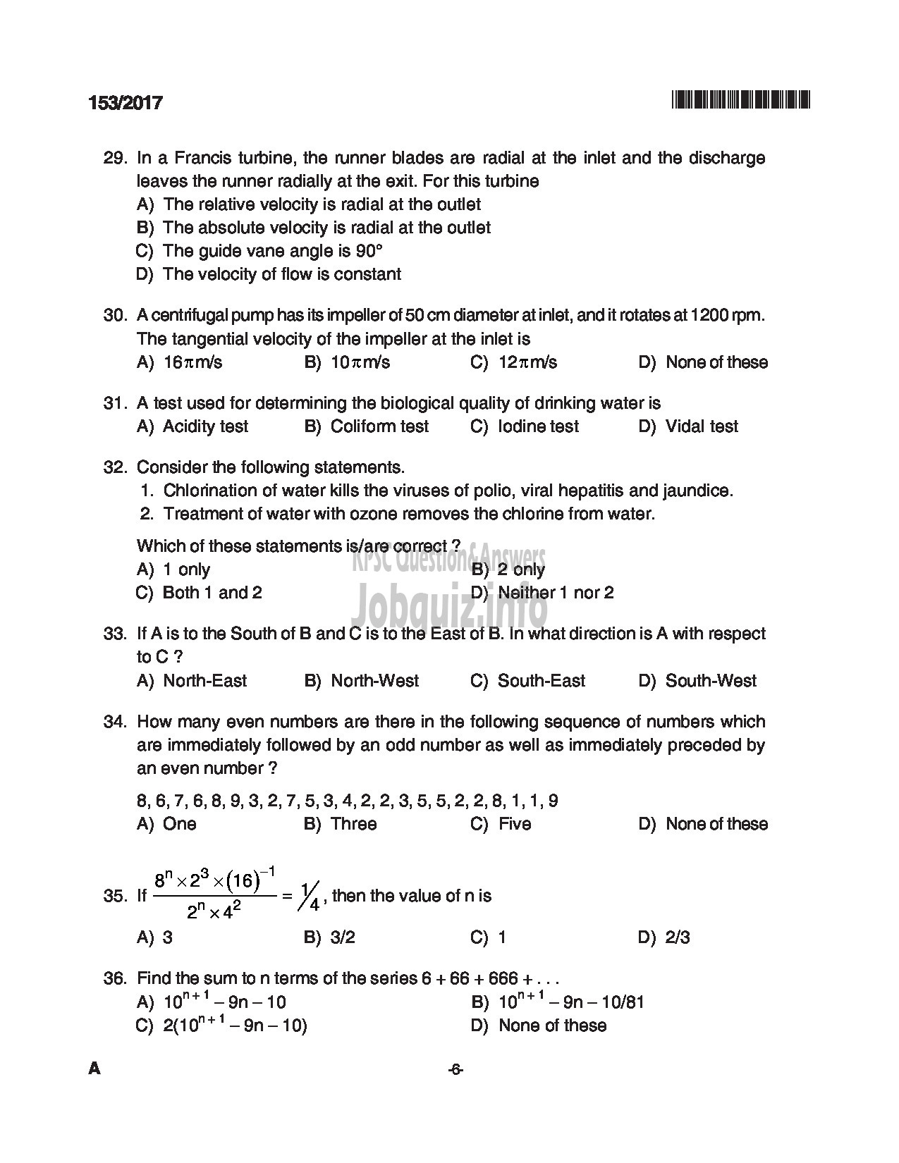 Kerala PSC Question Paper - ASSISTANT ENGINEER CIVIL HARBOUR ENGINEERING-6