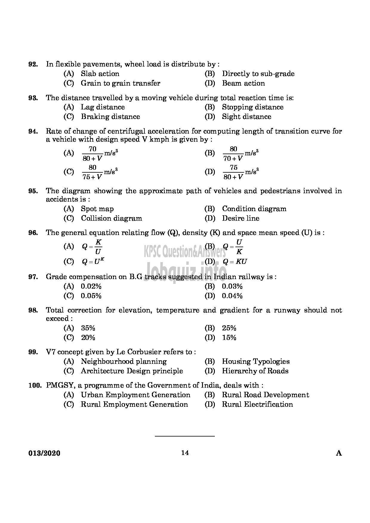 Kerala PSC Question Paper - ASSISTANT ENGINEER(CIVIL) IRRIGATION-12