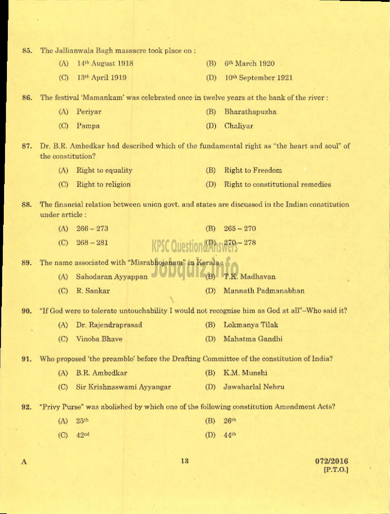 Kerala PSC Question Paper - ASSISTANT ENGINEER CIVIL KSHB/KSRTC SIDCO ASSISTANT ENGINEER HYDROLOGY GROUND WATER-11