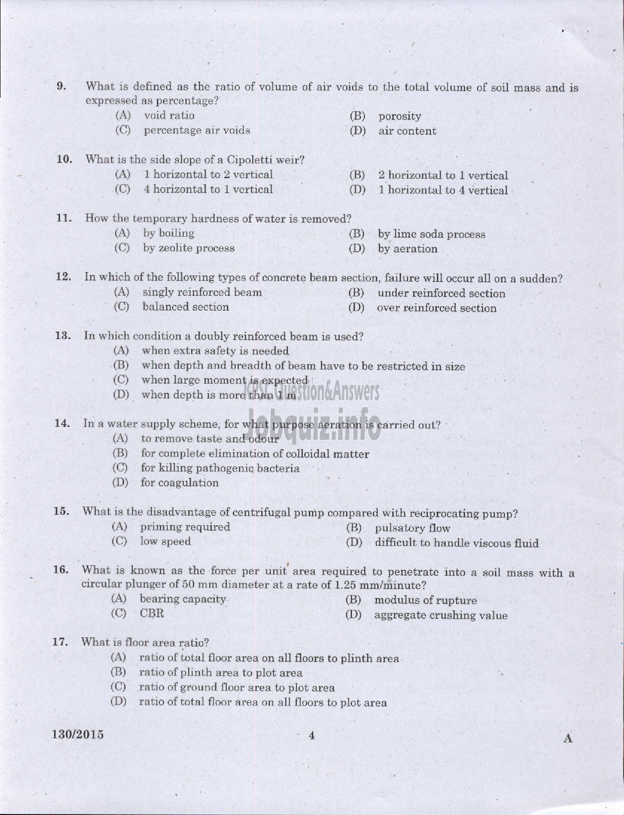 Kerala PSC Question Paper - ASSISTANT ENGINEER CIVIL LOCAL SELF GOVERNMENT/PWD/IRRIGATION-2